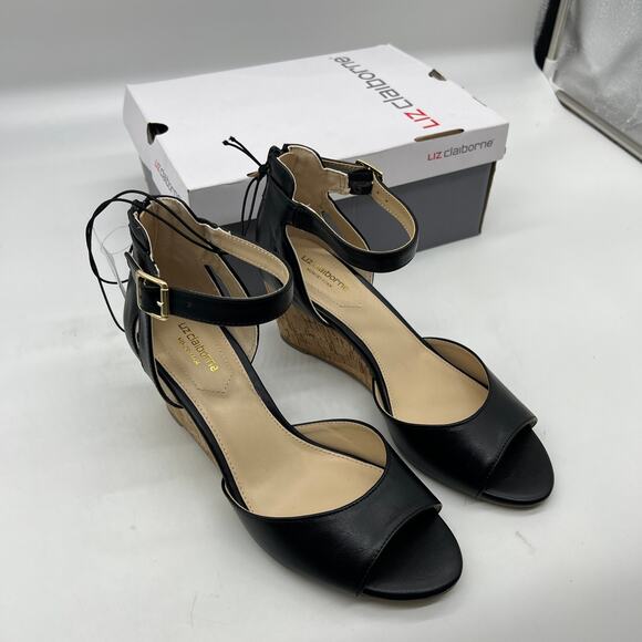 Liz Claiborne Womens Octavia Wedge Sandals Black Size 7.5M - Picture 3 of 12